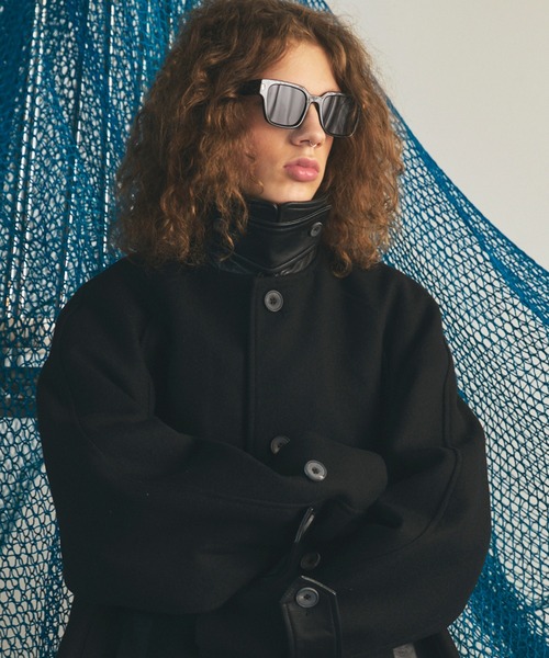 MAISON SPECIAL(メゾンスペシャル)の「《UNISEX》シープレザーメルトンコンビプライムオーバーハーフコート/Sheep Leather Melton Combination Prime-Over Half Coat【MAISON SPECIAL/メゾンスペシャル】(チェスターコート・メンズ・ブラック・2/1/0)」の7枚目の写真