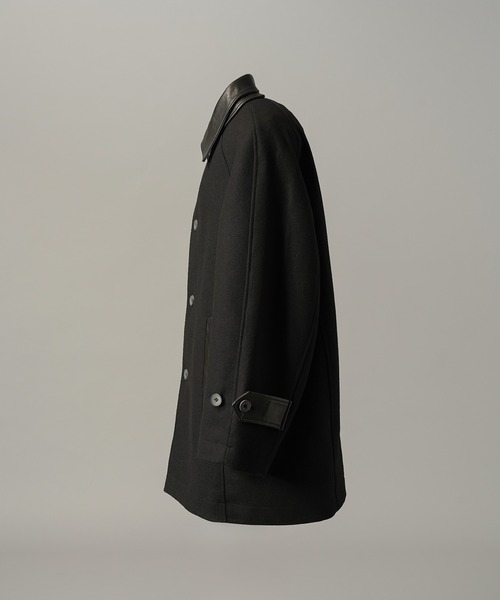 MAISON SPECIAL(メゾンスペシャル)の「《UNISEX》シープレザーメルトンコンビプライムオーバーハーフコート/Sheep Leather Melton Combination Prime-Over Half Coat【MAISON SPECIAL/メゾンスペシャル】(チェスターコート・メンズ・ブラック・2/1/0)」の9枚目の写真