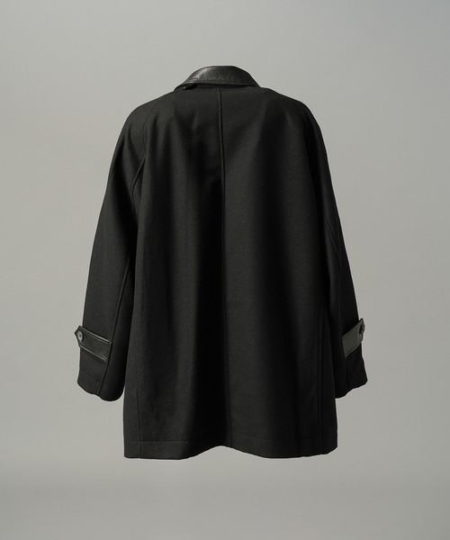 MAISON SPECIAL(メゾンスペシャル)の「《UNISEX》シープレザーメルトンコンビプライムオーバーハーフコート/Sheep Leather Melton Combination Prime-Over Half Coat【MAISON SPECIAL/メゾンスペシャル】(チェスターコート・メンズ・ブラック・2/1/0)」の10枚目の写真