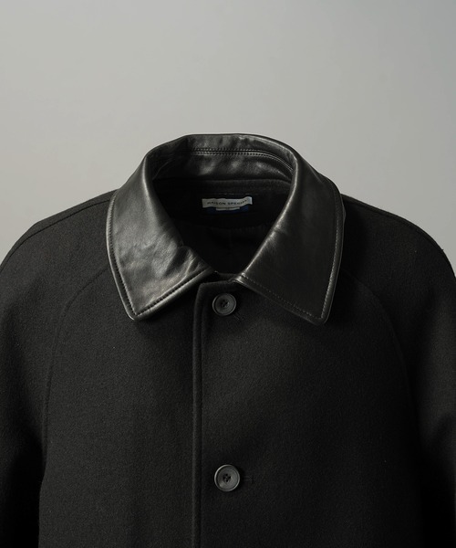 MAISON SPECIAL(メゾンスペシャル)の「《UNISEX》シープレザーメルトンコンビプライムオーバーハーフコート/Sheep Leather Melton Combination Prime-Over Half Coat【MAISON SPECIAL/メゾンスペシャル】(チェスターコート・メンズ・ブラック・2/1/0)」の12枚目の写真