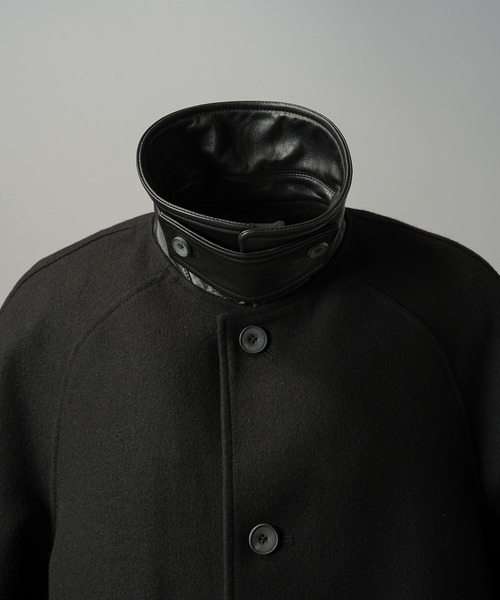 MAISON SPECIAL(メゾンスペシャル)の「《UNISEX》シープレザーメルトンコンビプライムオーバーハーフコート/Sheep Leather Melton Combination Prime-Over Half Coat【MAISON SPECIAL/メゾンスペシャル】(チェスターコート・メンズ・ブラック・2/1/0)」の13枚目の写真