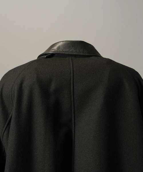 MAISON SPECIAL(メゾンスペシャル)の「《UNISEX》シープレザーメルトンコンビプライムオーバーハーフコート/Sheep Leather Melton Combination Prime-Over Half Coat【MAISON SPECIAL/メゾンスペシャル】(チェスターコート・メンズ・ブラック・2/1/0)」の16枚目の写真