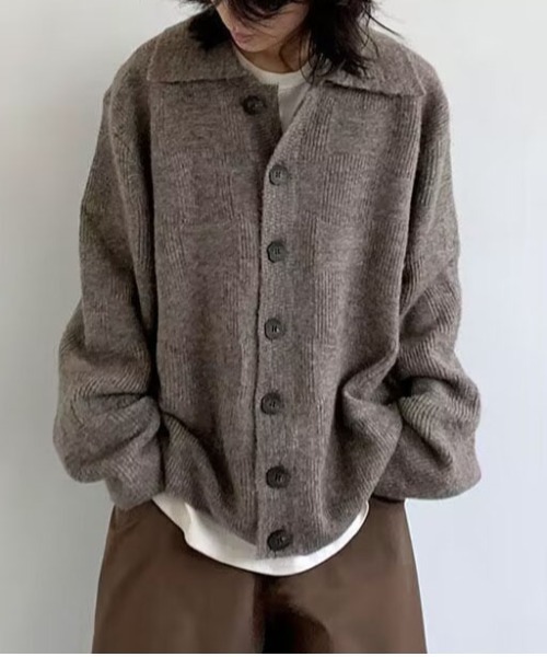 DOUBLE STEAL(ダブルスティール)の「DS襟付きニットカーディガン(カーディガン/ボレロ・メンズ・ブラウン/グレー・MEDIUM/LARGE/X-LARGE)」の8枚目の写真