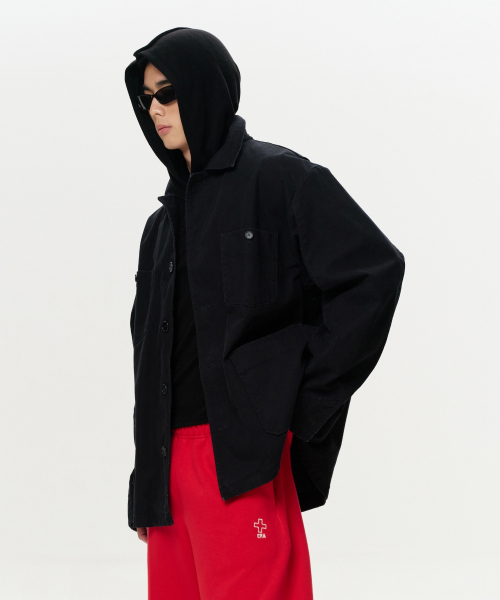 ERA(エラ)の「UNISEX ERA WASHED WORK JACKET - VINTAGE BLACK(その他アウター・レディース・その他・SMALL/MEDIUM/LARGE/X-LARGE)」の2枚目の写真