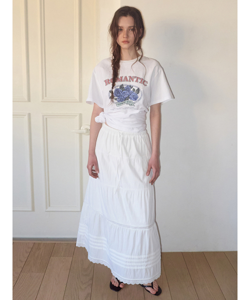 ETMON(エトモン)の「Pintuck Lace Tiered Skirt, White(スカート・レディース・その他・FREE)」の6枚目の写真
