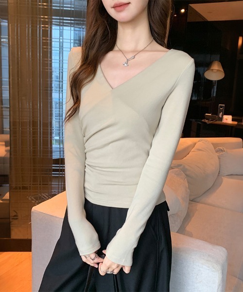 LEMOA(レモア)の「カシュクール風レイヤード長袖リブカットソー(Tシャツ/カットソー・レディース・ブラック/ダークブラウン/ベージュ/グレイッシュベージュ・MEDIUM/LARGE/X-LARGE)」の22枚目の写真