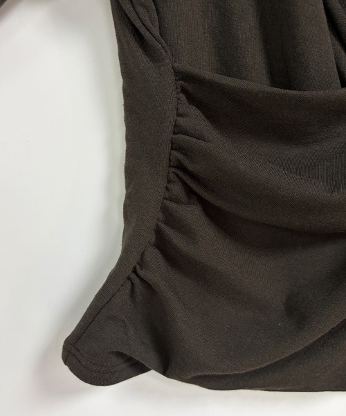 LEMOA(レモア)の「カシュクール風レイヤード長袖リブカットソー(Tシャツ/カットソー・レディース・ブラック/ダークブラウン/ベージュ/グレイッシュベージュ・MEDIUM/LARGE/X-LARGE)」の5枚目の写真