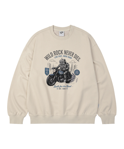 WILDROCK（ワイルドロック）の「Mecha Biker オーバーサイズスウェット_9 COL（スウェット・レディース・ブラウン/ベージュ/アイボリー/ブラック/ネイビー/ブルー/ダークグレー/チャコール/ピンク・LARGE/MEDIUM/SMALL）」の6枚目の写真