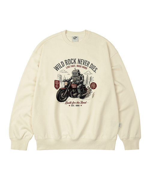 WILDROCK（ワイルドロック）の「Mecha Biker オーバーサイズスウェット_9 COL（スウェット・レディース・ブラウン/ベージュ/アイボリー/ブラック/ネイビー/ブルー/ダークグレー/チャコール/ピンク・LARGE/MEDIUM/SMALL）」の2枚目の写真