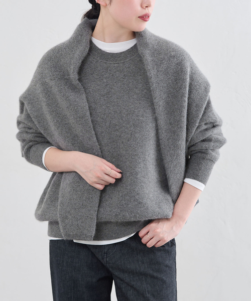 IENA(イエナ)の「《WEB限定》ラクーンMIXプルオーバー(ニット/セーター・レディース・グレー/アイボリー/ピンク系その他・FREE)」の1枚目の写真