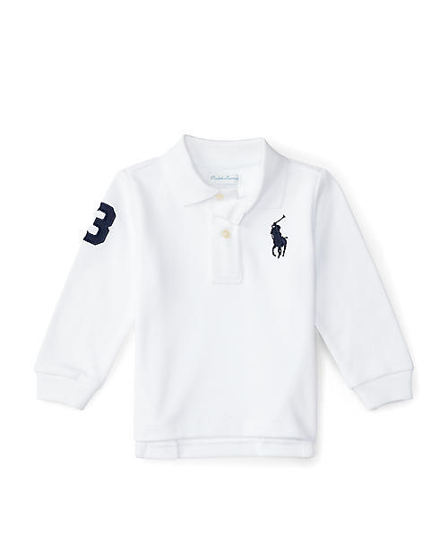 POLO RALPH LAUREN CHILDRENSWEAR（ポロ ラルフ ローレン チルドレンズウェア）の「コットン メッシュ ロングスリーブ ポロシャツ（ポロシャツ・キッズ・ネイビー/ホワイト・24M/12M/9M/18M/6M）」の2枚目の写真
