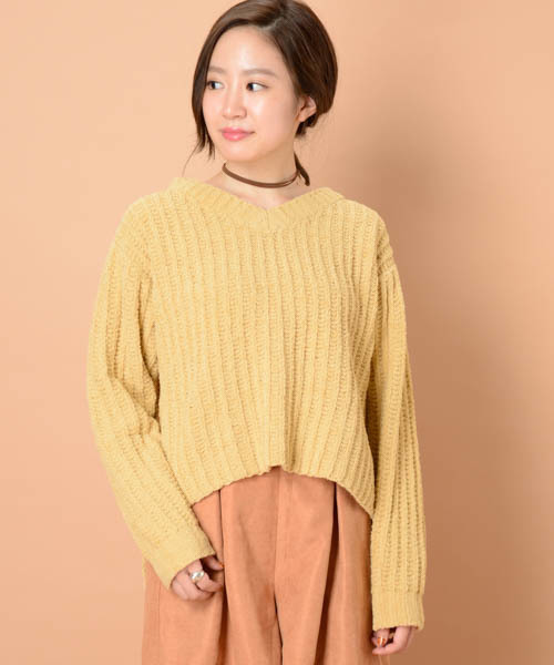 mystic(ミスティック)の「モールニット(ニット/セーター・レディース・イエロー/アイボリー/ブラック/ブルー・フリ-)」の5枚目の写真