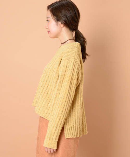 mystic(ミスティック)の「モールニット(ニット/セーター・レディース・イエロー/アイボリー/ブラック/ブルー・フリ-)」の6枚目の写真