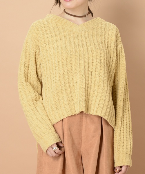 mystic(ミスティック)の「モールニット(ニット/セーター・レディース・イエロー/アイボリー/ブラック/ブルー・フリ-)」の18枚目の写真