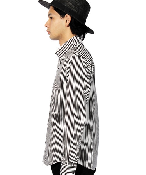 8(eight)(エイト)の「ストライプ 長袖シャツ 日本製(シャツ/ブラウス・メンズ・ネイビー/ブラック/レッド・LARGE/MEDIUM/X-LARGE)」の4枚目の写真