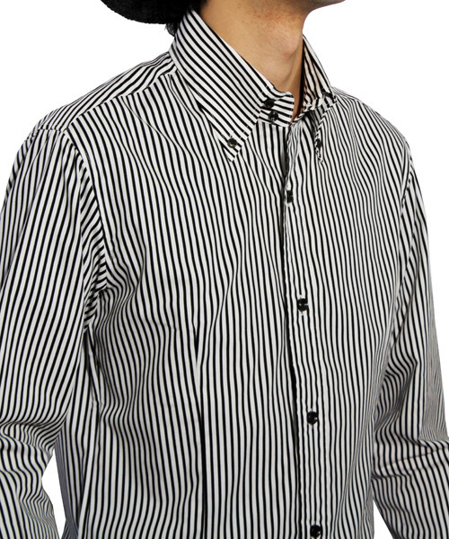 8(eight)(エイト)の「ストライプ 長袖シャツ 日本製(シャツ/ブラウス・メンズ・ネイビー/ブラック/レッド・LARGE/MEDIUM/X-LARGE)」の7枚目の写真