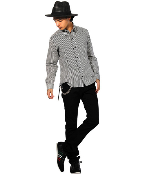 8(eight)(エイト)の「ストライプ 長袖シャツ 日本製(シャツ/ブラウス・メンズ・ネイビー/ブラック/レッド・LARGE/MEDIUM/X-LARGE)」の14枚目の写真