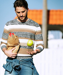 ESSENTIAL GARMENT MEN'S BIGI | クルーネック マルチボーダーニット/リネン×コットン(ニット/セーター)