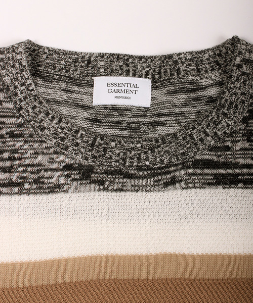 ESSENTIAL GARMENT MEN'S BIGI（エッセンシャルガーメントメンズビギ）の「クルーネック マルチボーダーニット/リネン×コットン（ニット/セーター・メンズ・ネイビー/ベージュ/ブルー系その他・MEDIUM/SMALL/LARGE）」の10枚目の写真