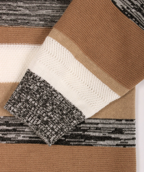 ESSENTIAL GARMENT MEN'S BIGI（エッセンシャルガーメントメンズビギ）の「クルーネック マルチボーダーニット/リネン×コットン（ニット/セーター・メンズ・ネイビー/ベージュ/ブルー系その他・MEDIUM/SMALL/LARGE）」の11枚目の写真