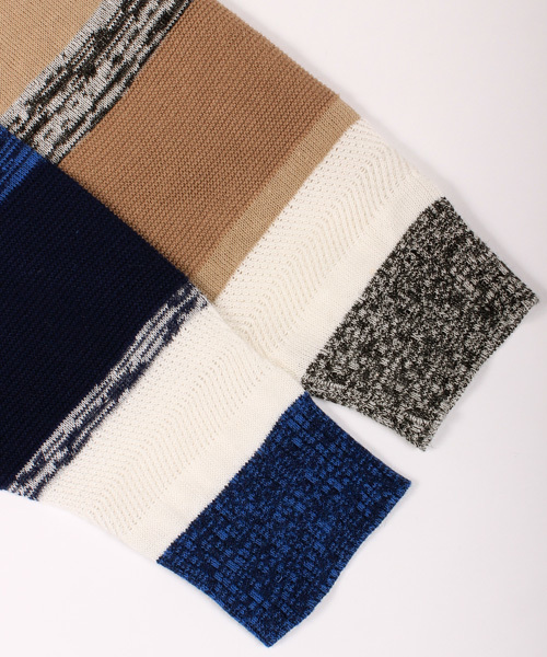 ESSENTIAL GARMENT MEN'S BIGI（エッセンシャルガーメントメンズビギ）の「クルーネック マルチボーダーニット/リネン×コットン（ニット/セーター・メンズ・ネイビー/ベージュ/ブルー系その他・MEDIUM/SMALL/LARGE）」の13枚目の写真