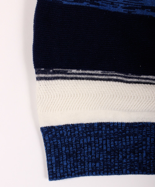 ESSENTIAL GARMENT MEN'S BIGI（エッセンシャルガーメントメンズビギ）の「クルーネック マルチボーダーニット/リネン×コットン（ニット/セーター・メンズ・ネイビー/ベージュ/ブルー系その他・MEDIUM/SMALL/LARGE）」の9枚目の写真
