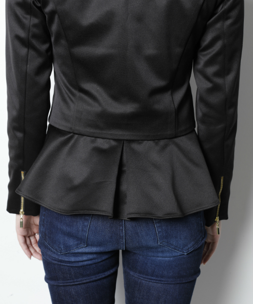 EIMY ISTOIRE（エイミーイストワール）の「peplum collarless riders jacket（ライダースジャケット・レディース・ブラック/ベージュ/オレンジ・FREE）」の10枚目の写真