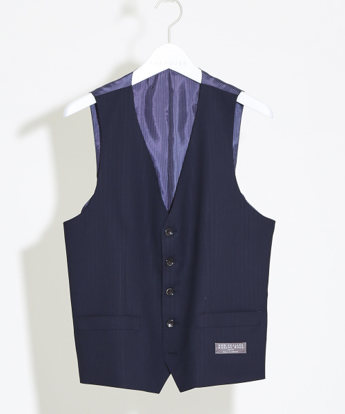 ABAHOUSE（アバハウス）の「【セットアップ対応】NEW ZEALAND WOOLドビーストライプジレ（ベスト・メンズ・ブラック/ネイビー/グレー・3/2）」の3枚目の写真
