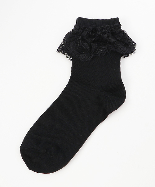 WEGO（ウィゴー）の「WEGO/レースソックス（ソックス/靴下・レディース・ブラック/ホワイト・FREE）」の2枚目の写真