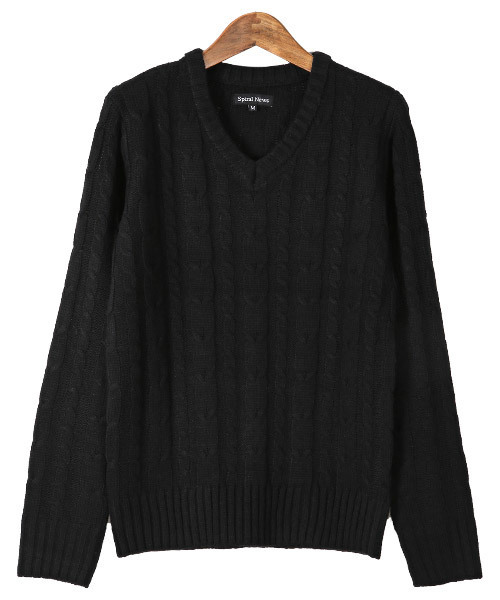 LUXSTYLE（ラグスタイル）の「ケーブル編みVネックニットソー（ニット/セーター・メンズ・ブラック/オフホワイト/ネイビー/ベージュ/サックスブルー/ホワイト×ブラック/ミックスグレー/ホワイト系その他/ブラック系その他/ブラック系その他2/ホワイト×ネイビー/ブルー系その他/ブラック系その他3/ブルー系その他3/ブルー系その他2/ダークネイビー/チャコール・XL/M/L）」の22枚目の写真