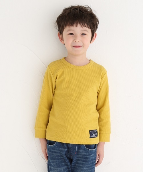 Tappet（タペット）の「[80-160]ワッフル9分袖Tシャツ（Tシャツ/カットソー・キッズ・マスタード/カーキ/ネイビー/ピンク・80ｃｍ/90cm/100cm/110cm/120cm/130cm/140cm/150cm/160cm）」の4枚目の写真