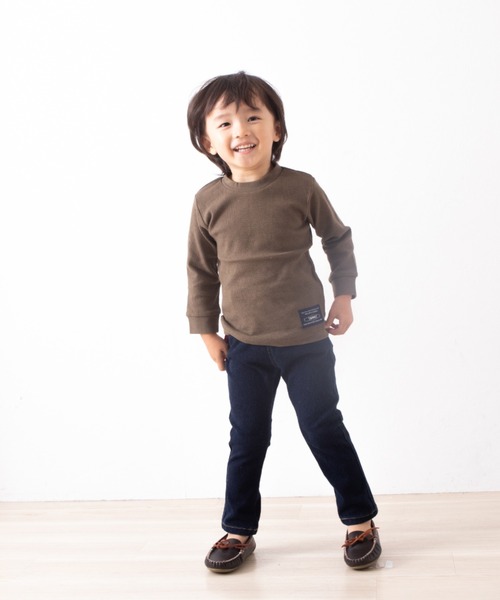 Tappet（タペット）の「[80-160]ワッフル9分袖Tシャツ（Tシャツ/カットソー・キッズ・マスタード/カーキ/ネイビー/ピンク・80ｃｍ/90cm/100cm/110cm/120cm/130cm/140cm/150cm/160cm）」の13枚目の写真