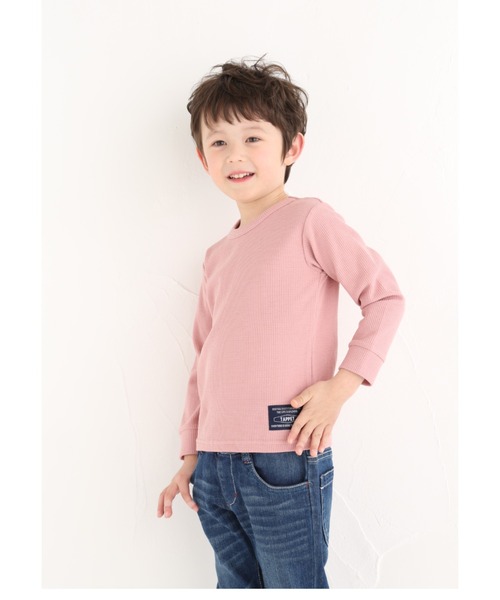 Tappet（タペット）の「[80-160]ワッフル9分袖Tシャツ（Tシャツ/カットソー・キッズ・マスタード/カーキ/ネイビー/ピンク・80ｃｍ/90cm/100cm/110cm/120cm/130cm/140cm/150cm/160cm）」の17枚目の写真