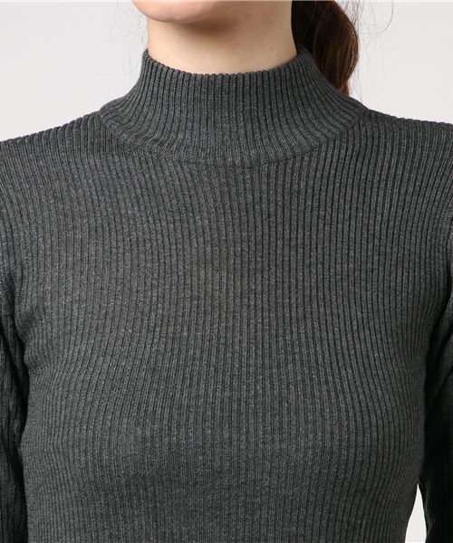 Samansa Mos2(サマンサ モスモス)の「ハイネックリブタートル無地(ニット/セーター・レディース・チャコールグレー/ベージュ/モカ/キナリ・フリ-)」の9枚目の写真