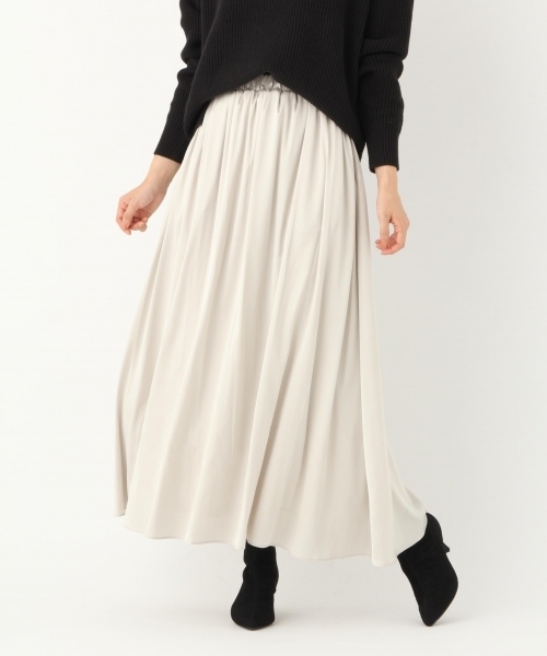 A part by（アパートバイ）の「Pサテンギャザーマキシスカート 775794 （スカート・レディース・マスタード/ライトグレー/ブラック/ブラウン系その他/グリーン/ライトパープル・FREE）」の21枚目の写真