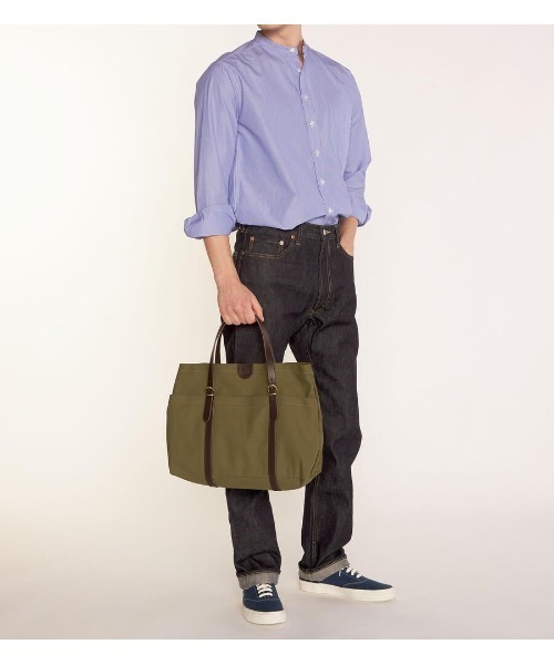 IL BISONTE（イルビゾンテ）の「IL BISONTE / CANVAS x LEATHER / TOTE BAG（トートバッグ・レディース・ネイビー/オリーブ/ブラウン系その他/ブラック系その他/ブラック×ブラック/グリーン系その他/ブラウン/ダークブラウン/レッド/ブラウン系その他2・FREE）」の19枚目の写真