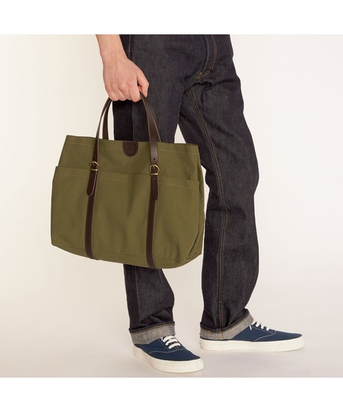 IL BISONTE(イルビゾンテ)の「IL BISONTE / CANVAS x LEATHER / トートバッグ(トートバッグ・レディース・ネイビー/オリーブ/ブラウン系その他/ブラック系その他/ブラック×ブラック/グリーン系その他/ブラウン/ダークブラウン/レッド/ブラウン系その他2・FREE)」の12枚目の写真
