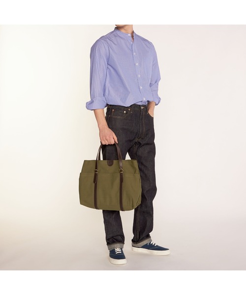 IL BISONTE(イルビゾンテ)の「IL BISONTE / CANVAS x LEATHER / トートバッグ(トートバッグ・レディース・ネイビー/オリーブ/ブラウン系その他/ブラック系その他/ブラック×ブラック/グリーン系その他/ブラウン/ダークブラウン/レッド/ブラウン系その他2・FREE)」の11枚目の写真