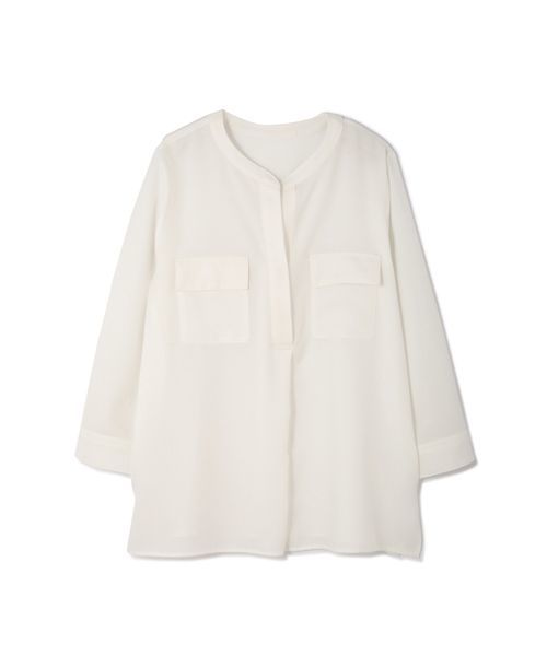 NATURAL BEAUTY BASIC（ナチュラルビューティーベーシック）の「〈ウォッシャブル〉ツイルダブルポケットブラウス（シャツ/ブラウス・レディース・ブルー/ホワイト系その他/ブルー系その他・MEDIUM/SMALL）」の10枚目の写真