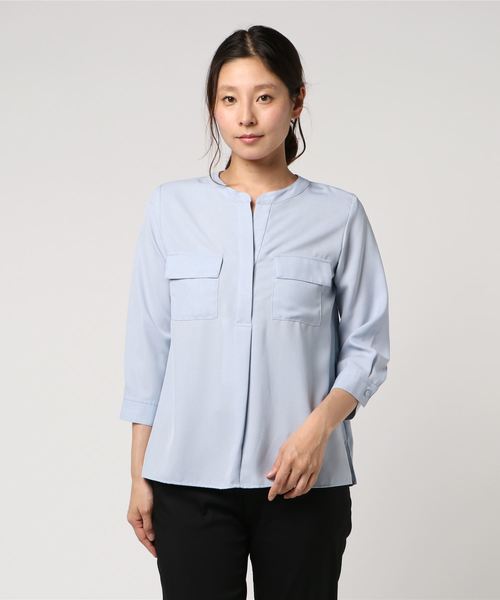 NATURAL BEAUTY BASIC（ナチュラルビューティーベーシック）の「〈ウォッシャブル〉ツイルダブルポケットブラウス（シャツ/ブラウス・レディース・ブルー/ホワイト系その他/ブルー系その他・MEDIUM/SMALL）」の14枚目の写真