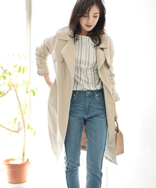 koe（コエ）の「ニュアンストレンチコート（トレンチコート・レディース・ブルー/ベージュ/ネイビー・L/M/S）」の22枚目の写真