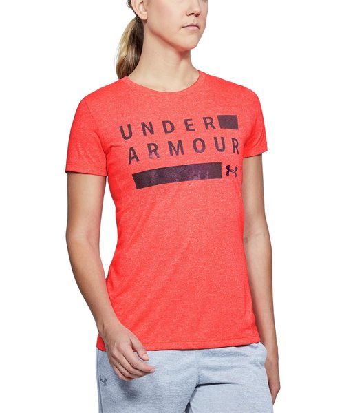 UNDER ARMOUR(アンダーアーマー)の「レディース トレーニング半袖Tシャツ / スレッドボーントレイングラフィックツイストクルー(Tシャツ/カットソー・レディース・グレイッシュブルー/ブラック/ピンク/グレー/レッド・L/M/XL/S/SM/LG/MD)」の5枚目の写真