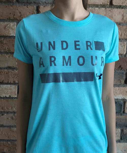 UNDER ARMOUR(アンダーアーマー)の「レディース トレーニング半袖Tシャツ / スレッドボーントレイングラフィックツイストクルー(Tシャツ/カットソー・レディース・グレイッシュブルー/ブラック/ピンク/グレー/レッド・L/M/XL/S/SM/LG/MD)」の11枚目の写真