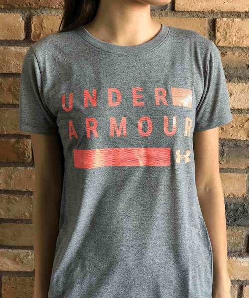 UNDER ARMOUR(アンダーアーマー)の「レディース トレーニング半袖Tシャツ / スレッドボーントレイングラフィックツイストクルー(Tシャツ/カットソー・レディース・グレイッシュブルー/ブラック/ピンク/グレー/レッド・L/M/XL/S/SM/LG/MD)」の12枚目の写真