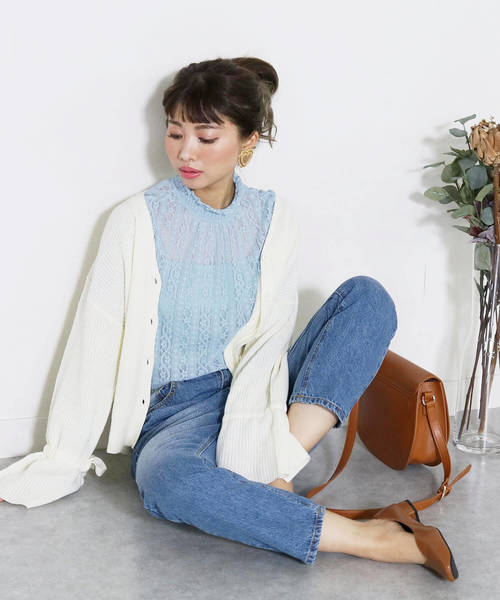 reca(レカ)の「キャンディースリーブレーストップス(シャツ/ブラウス・レディース・アイボリー/ブラック/ミント/サックスブルー・M)」の15枚目の写真