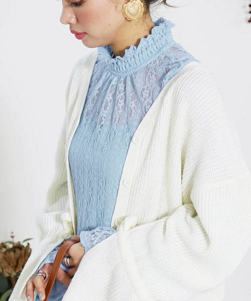 reca(レカ)の「キャンディースリーブレーストップス(シャツ/ブラウス・レディース・アイボリー/ブラック/ミント/サックスブルー・M)」の14枚目の写真