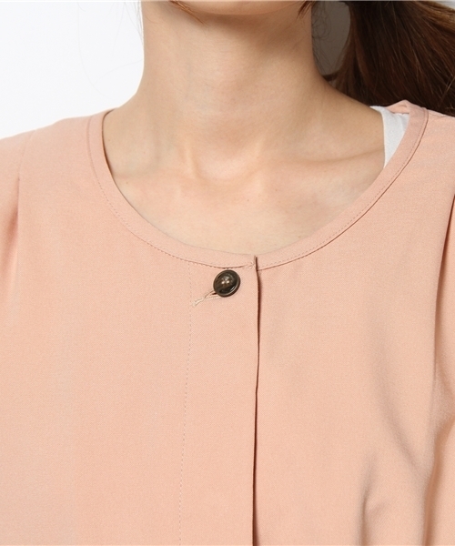 Soareak（ソアリーク）の「2WAYノーカラーコートワンピース（ワンピース・レディース・ベージュ/ネイビー/ライトピンク/ライトグリーン・FREE）」の9枚目の写真