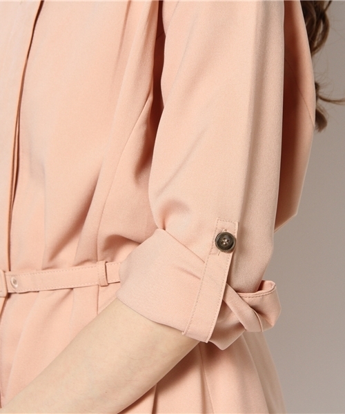 Soareak（ソアリーク）の「2WAYノーカラーコートワンピース（ワンピース・レディース・ベージュ/ネイビー/ライトピンク/ライトグリーン・FREE）」の14枚目の写真