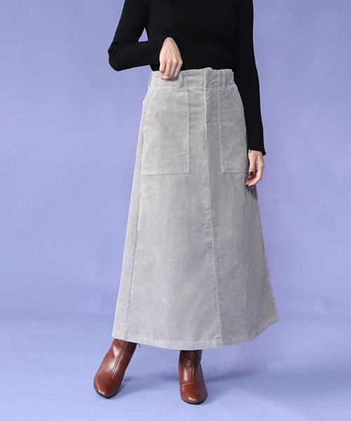 SESTO（セスト）の「コーデュロイロングスカート（スカート・レディース・ブラック/ベージュ/グレー/カーキ/ピンク/オレンジ/キャメル・M）」の3枚目の写真