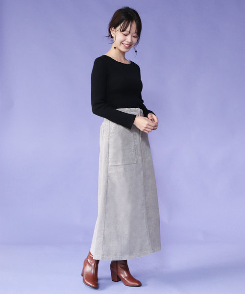 SESTO（セスト）の「コーデュロイロングスカート（スカート・レディース・ブラック/ベージュ/グレー/カーキ/ピンク/オレンジ/キャメル・M）」の16枚目の写真